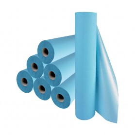 Drap d'examen plastifié bleu - 6 rouleaux