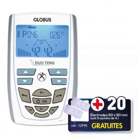 Electrostimulateur DUO TENS - GLOBUS ( +20 électrodes OFFERTES )