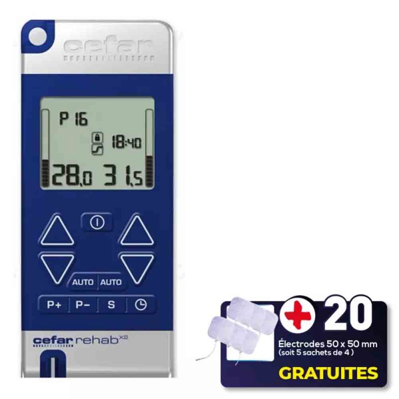 Electrostimulateur REHAB X2 - CEFAR COMPEX ( +20 Electrodes OFFERTES )