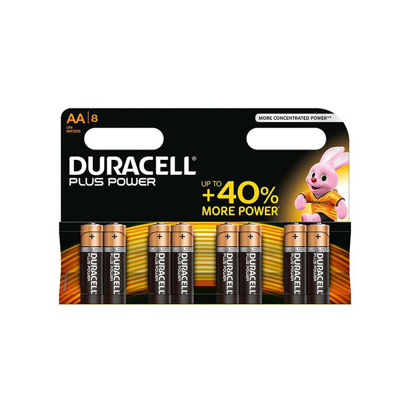 Piles alcaline Duracell Plus Power AA - paquet de 8 - LD Medical