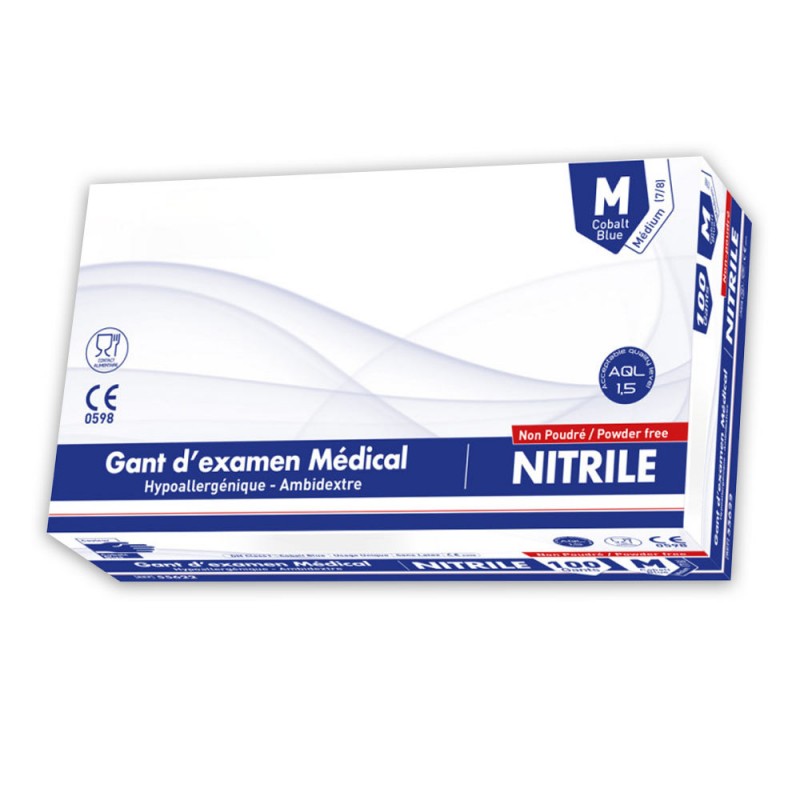 Gants nitrile non poudrés cobalt bleus Mediclinic