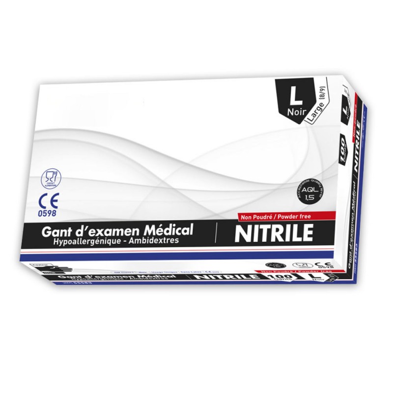 Gants nitrile non poudrés noir mediclinic